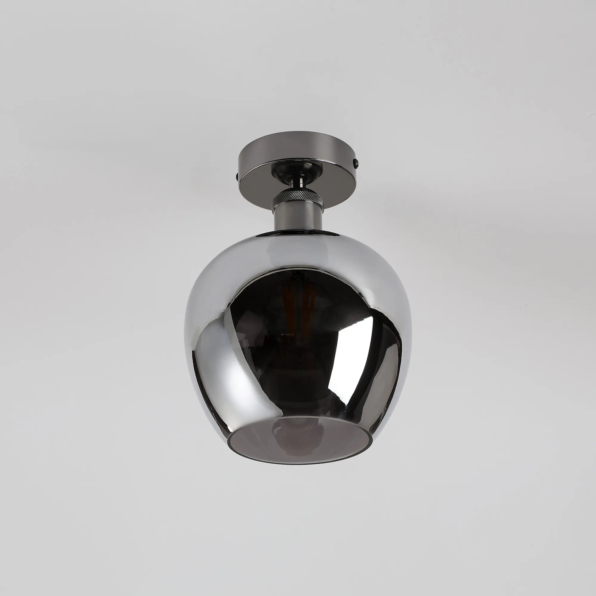 Cawdor Flush Fitting; 1 Light E27; Black Chrome/Chrome Wine Glass DK1128  Deco Cawdor